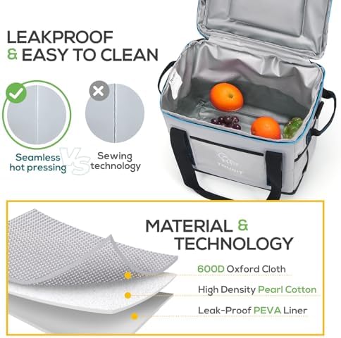 TOURIT Portable 50-Can Collapsible Rolling Soft Cooler with 29L Space & Reinforced All-Terrain Cart with Wheels Easy Transportation, Large Leakproof Travel Beach Ice Chest for Grocery Shopping