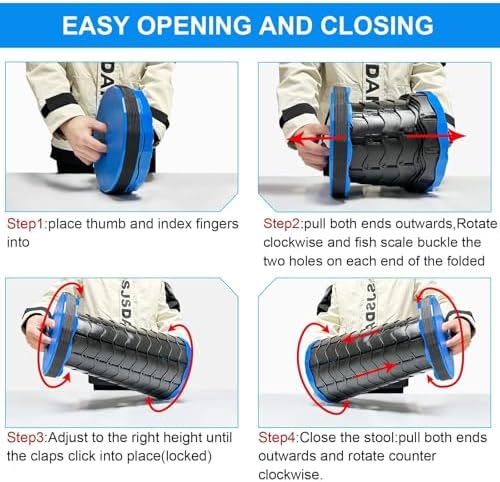 Upgraded Foldable Stool Thickened Set of 2, Portable Collapsible Stool Retractable Stool, Foldable Portable Collapsible Chair for Fishing, Hiking Tours, BBQ, Parties, Outdoor Activities (Blue)