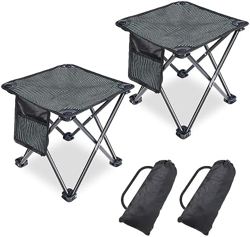 2 Pack Camping Stool Portable, 13.7 Inch Folding Stool for Outdoor Gardening, Fishing, BBQ, Hiking with Carry Bag(400 LBS Capacity)