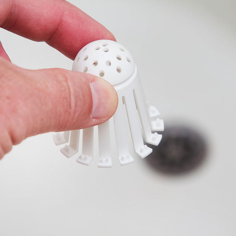 TubShroom Toss 21pk Disposable Bath Tub Drain Strainers - Hair Catcher Snare for Shower Bathtub to Prevent Clogged Drains, Traps Human and Pet Hair, One Year Supply (White)