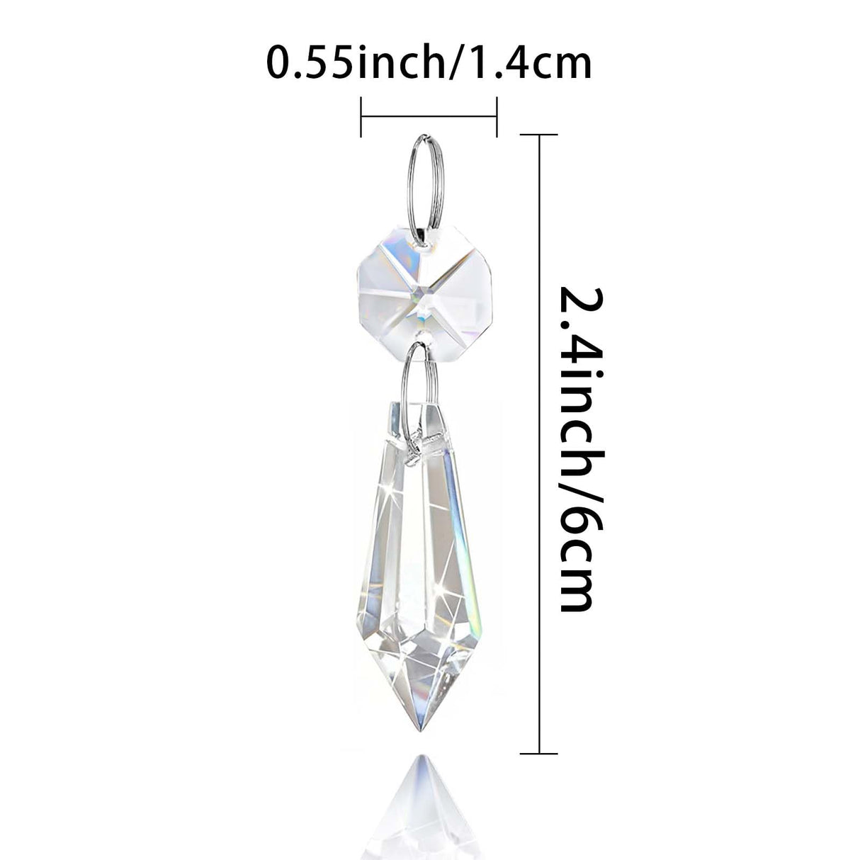 Premium Clear Crystal Glass Drops 2.4" -Multi Purpose Bluk Crystal Beads Hanging Prisms for Holiday Party/Home/Window Decoration/Chandelier Replacement Parts (M-100pcs)