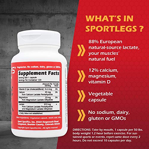 SPORTLEGS Fast Fitness Boost Pre-Workout Lactic Acid Supplement, 5-Cap Packet, Trial Pack of 3