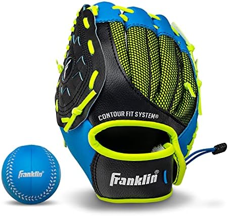 Franklin Sports Youth Teeball Glove - 9.0 Inch Neo-Grip Synthetic Leather Fielding Glove - Left & Right Handed Ready To Play with Ball