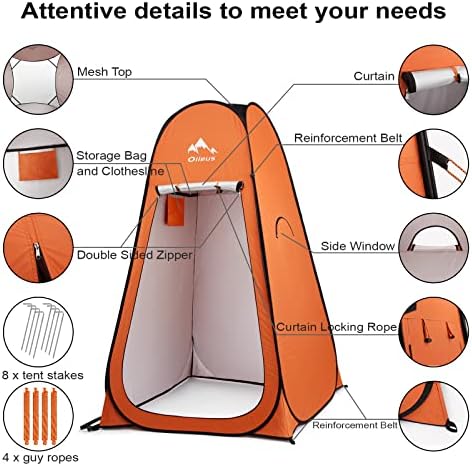 Oileus Pop Up Privacy Tent - Portable Shower Tent, Beach Changing Room, Camp Toilet, Instant Privacy Shelter - Camping, Beach, Hiking, Fishing