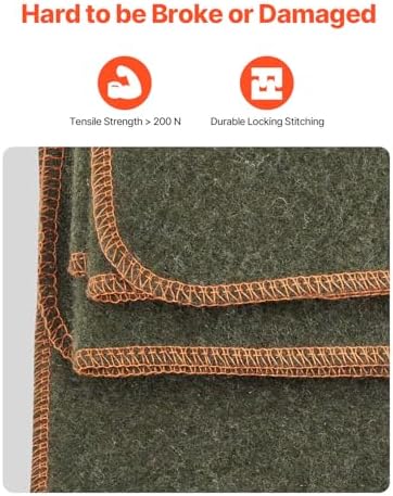 VEVOR Wool Camping Blanket, Large Warm Stadium Blanket, Flame Retardant, Great for Outdoors, Picnics, Hiking, Sports Events, Travel, Car & Bushcraft Survival Kits, 64" x 88", Army Green Wool Blankets
