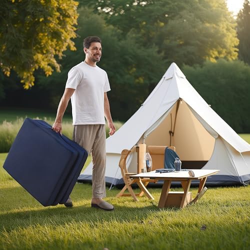 Sleeping Mats for Adults,Memory Foam Folding Pad,Cool Trifold Mattress,Machine Washable Mesh Cover,Breathable,Cot Size Floor Mattress Topper,Guest Bed,Summer Camping