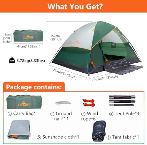 2-12 Person Tents for Camping Waterproof, Backpack Double Layer Tents, Perfect Picnics, Fishing and Backyard Camping