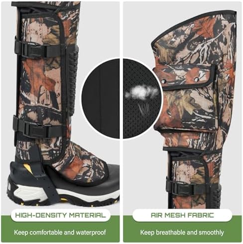 Kalkal Snake Gaiters, 1200D Waterproof Snake Chaps Snake Bite Protection for Ankle to Thigh, Snake Proof Gaiters Snake Guards with Adjustable Size for Men Women