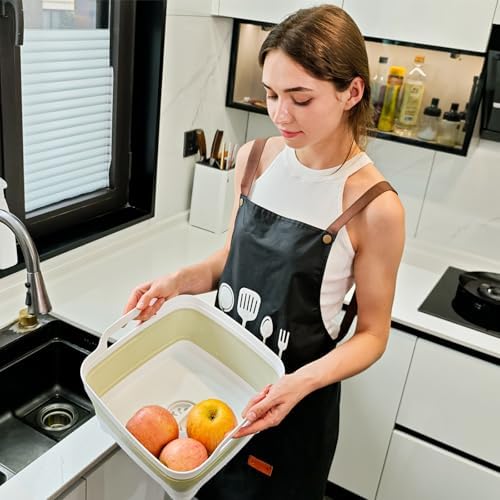 Collapsible Dish Basin Foldable Kitchen Sink With Drain Plug Plastic Laundry Tub 9L/2.4Gal RV & Camping Wash Basin Space-Saving Bottle Washing Sink (Green)