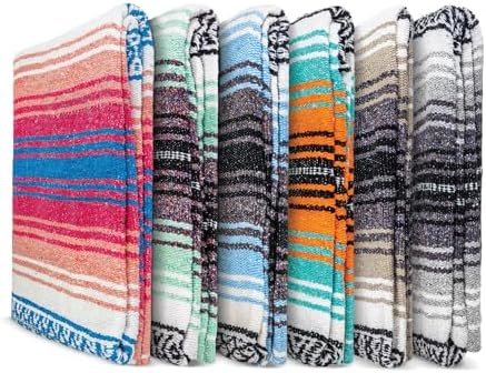 Benevolence LA Authentic Handwoven Mexican Blanket | Yoga Blankets, Outdoor, Picnic, Beach, Camping | Equestrian Saddle | Serape 50x70 inches - Coral, Pack of 1