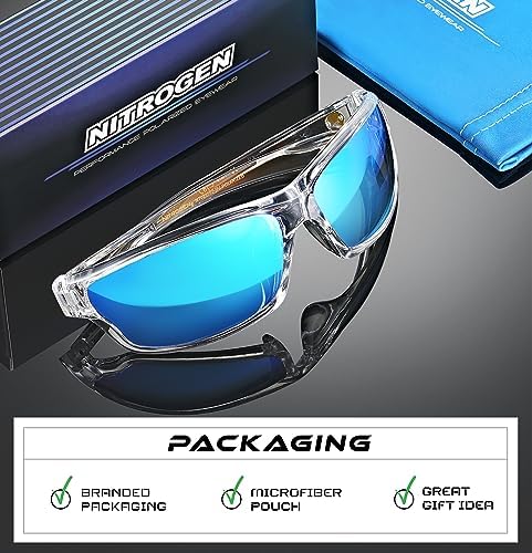 Nitrogen Polarized Wrap Around Sport Sunglasses for Men Women UV400 Protection Sun Glasses