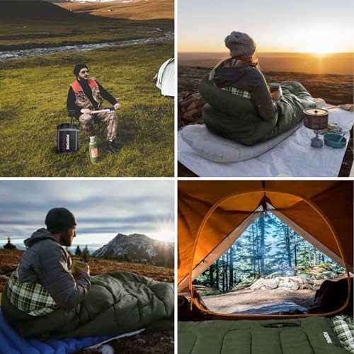 Flannel Sleeping Bag Cotton 0 Degree Cold Weather for Adults XXL Wearable Sleeping Bag 4 Seasons Waterproof with Compression Sack