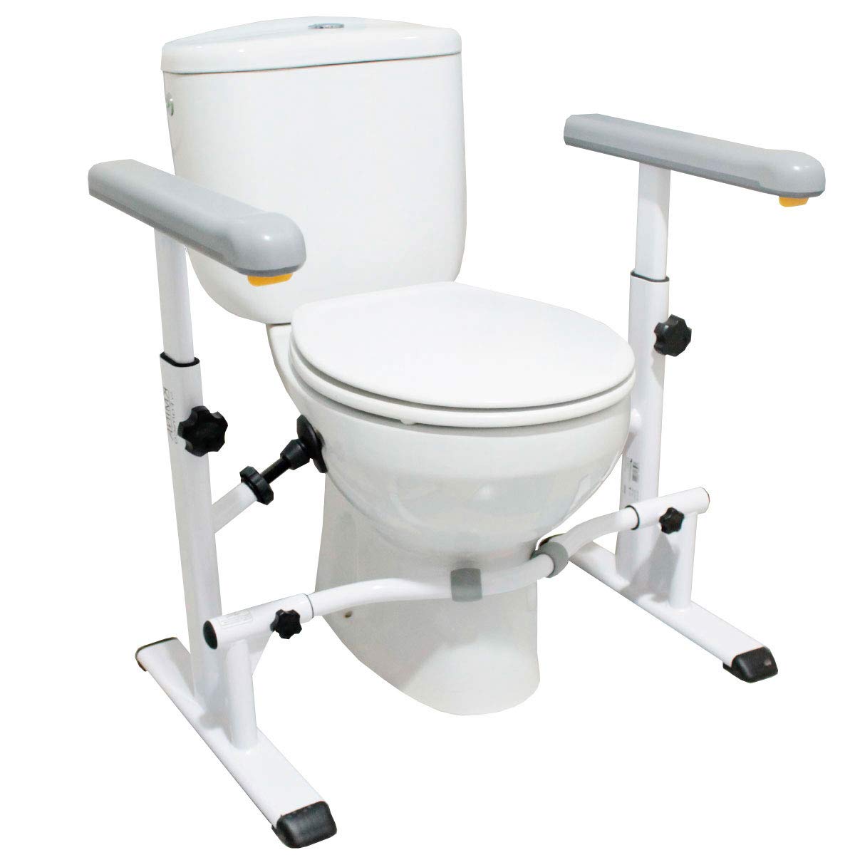 KMINA - Toilet Safety Rails for Seniors (330 lbs), Frame with Arms, Adjustable Height and Width, Grab Bars