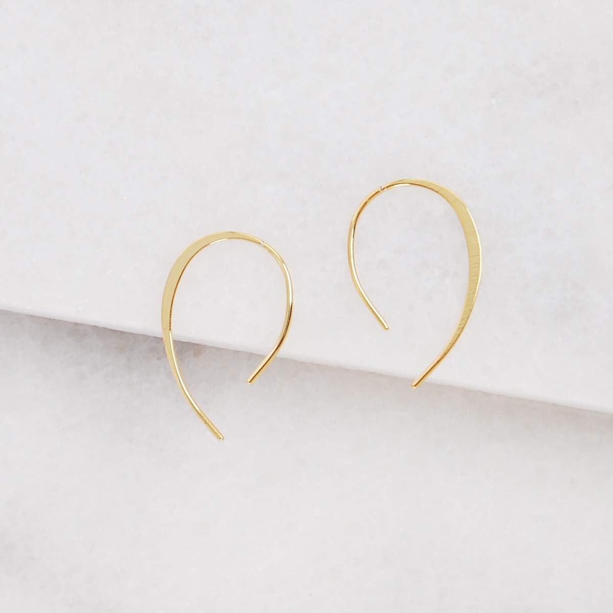Upside Down Hoop Earrings - 18K Gold Plated Wire Threader Hoops for Women