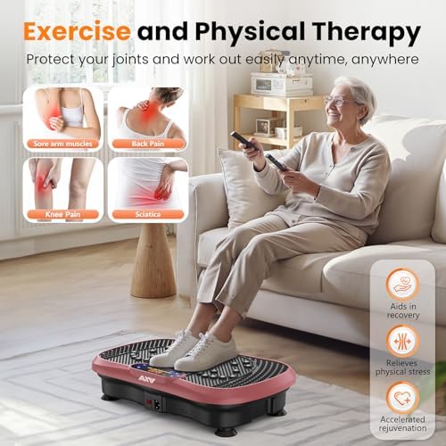 AXV Vibration Plate Fitness Platform Exercise Machine Vibrating Lymphatic Drainage Shaking Full Body Shaker Workout Vibrate Stand Shake Board Sport Gym for Weight Loss Fat Burner for Women Men