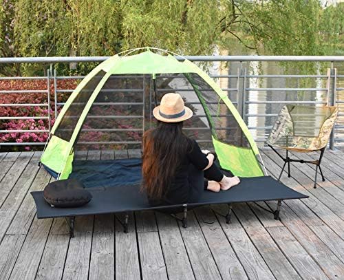 MARCHWAY Ultralight Folding Tent Camping Cot Bed, Portable Compact for Outdoor Travel, Base Camp, Hiking, Mountaineering, Lightweight Backpacking (Black)