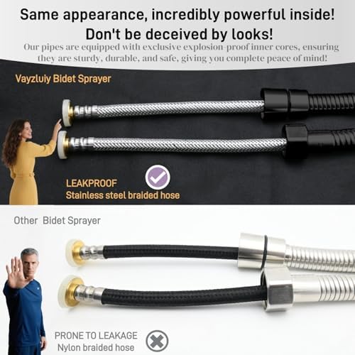 Handheld Toilet Bidet Sprayer for Toilet-Adjustable Water Pressure Control with Bidet Hose for Feminine Wash, Stainless Steel Brushed Nickel Cloth Diaper for Baby Wash (Matte Black, 1)