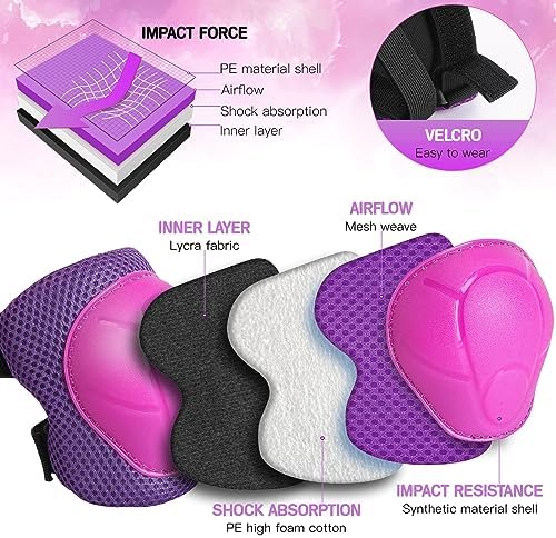 Kids Protective Gear Set Knee Pads for Kids 3-14 Years Toddler Knee and Elbow Pads with Wrist Guards 3 in 1 for Skating Cycling Bike Rollerblading Scooter