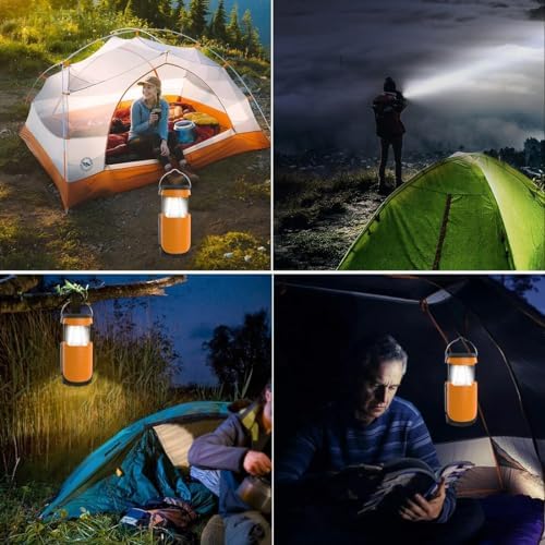 LED Camping Light 5000ma Solar Powered/ Hand Crank/ USB-C Rechargeable Camping Lights, Rechargeable Flashlight Portable Survival Light Waterproof for Emergency Home Power outages Failure