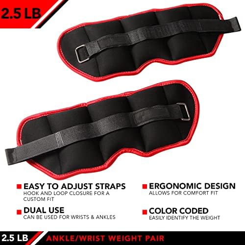 JFIT Adjustable Ankle Weights - Ankle Weight Pair 10 Weight and Bundle Options - 0.5 to 10 lbs Each, Set of 2, Adjustable Straps – Comfortable, Breathable, Moisture Absorbent Weight Straps for Men and Women