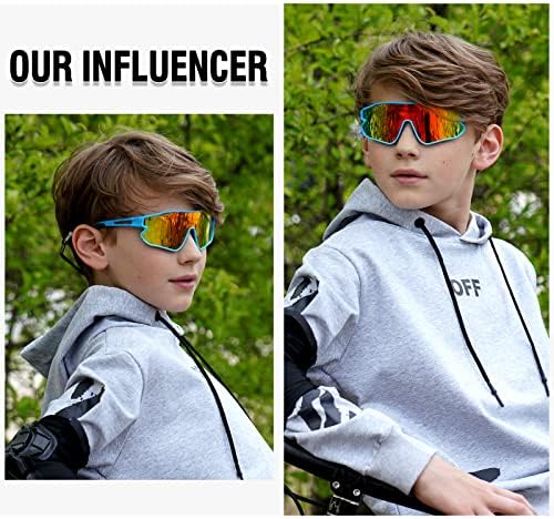 DUCO Kids Sunglasses Youth Baseball Sun Glasses Lightweight TR90 Frame UV400 Sports Cycling Shades for Boys Girls DK268