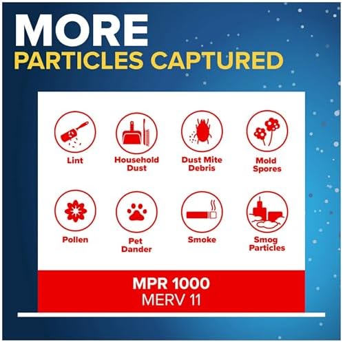 Filtrete 25x25x1 AC Furnace Air Filter, MERV 11, MPR 1000, Micro Allergen Defense, 3-Month Pleated 1-Inch Electrostatic Air Cleaning Filter, 4 Pack (Actual Size 4-Pack 24.688x24.688x0.813 in)