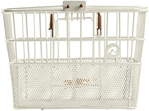 Retrospec Apollo Detachable Front Bike Basket Steel Half-Mesh with Integrated Detachable Hooks and Built-In Handle, Easy Assembly and Portability for Bicycles