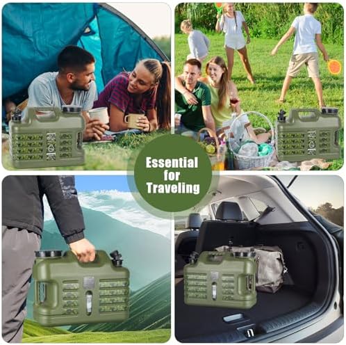 3 Gallon/5 Gallon Water Jug with Spigot, Portable Water Tank BPA Free, Leak-Proof Water Containers for Camping Water Storage Containers for Emergency Outdoor Hiking Picnic, Green/Yellow/White
