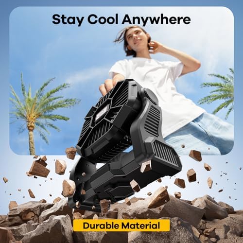 20000mAh Solar Fan with LED Lantern, 10W Solar Panel Rechargeable Battery Powered Camping Fan for Outside, 9 Inch Portable Battery Operated Power Bank for Picnic, Barbecue, Fishing, Travel