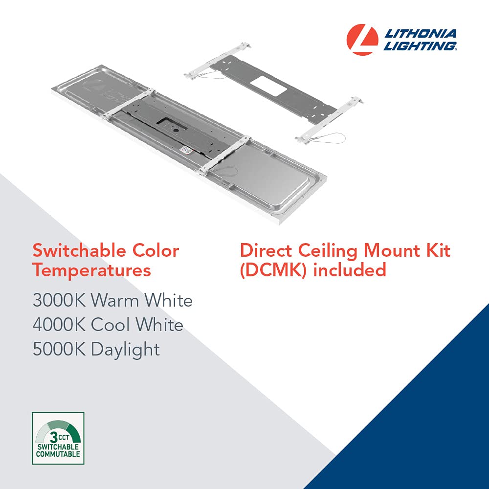 Lithonia Lighting CPANL 2x4 LED Flat Panel Light, 2 ft. by 4 ft. LED Light Panel, Ceiling Lighting Fixture, 4000 Lumens, 3500K/4000K/5000K Switchable CCT, Includes Direct Ceiling Mount Bracket, White