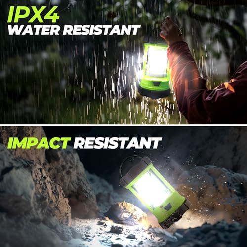 Rechargeable Camping Lantern, 3000LM 5 Light Modes Camping Light 4400 Capacity Phone Charger LED Impact-Resistant Flashlight Lantern Portable Waterproof Hurricane Lanterns for Emergency(Pale Green)
