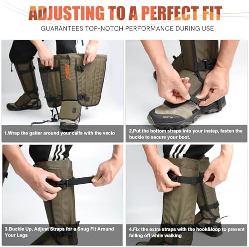 Frelaxy Snake Gaiters, Waterproof Snake Guard Chaps, Snake Bite Protection for Lower Legs, Adjustable Snake Proof Gaiters for Hunting/Outdoor Working, Fit for Men & Women