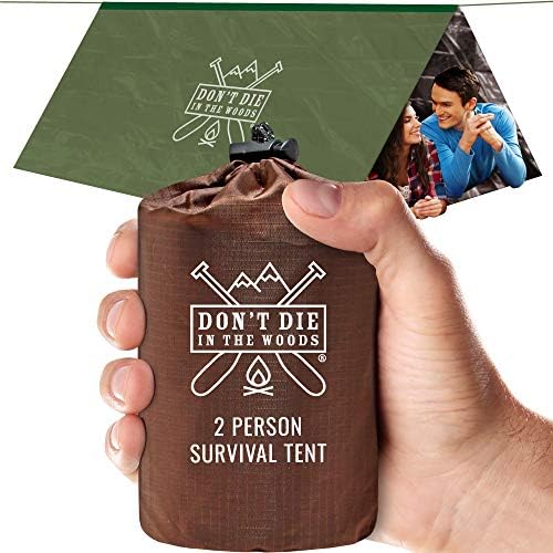World's Toughest Ultralight Survival Tent • 2 Person Mylar Emergency Shelter Tube Tent + Paracord • Year-Round All Weather Protection for Hiking, Camping, & Outdoor Survival Kits
