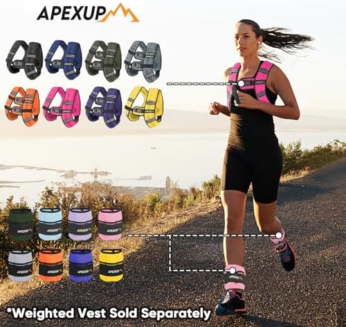 APEXUP 10lbs/Pair Adjustable Ankle Weights for Women and Men, Modularized Leg Weight Straps for Yoga, Walking, Running, Aerobics, Gym