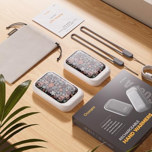 OCOOPA AI Magnetic Hand Warmers Rechargeable 2 Pack, 5000mAh Ultra-Thin Electric Glove Heater Handwarmer,UL Certified, Men Women Gifts for Christmas,Birthday,Winter Essentials,UT4 Young