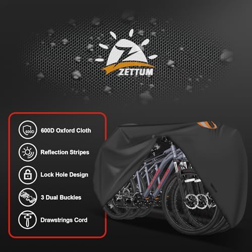 Bike Cover for 3 Bikes - Outdoor Bike Covers for Stationary 3 Bikes Heavy Duty & Waterproof, 600D Bicycle Covers for 3 eBike, Mountain Bike, Road Bike, Hybrid Bike, Beach Cruiser Bike Storage