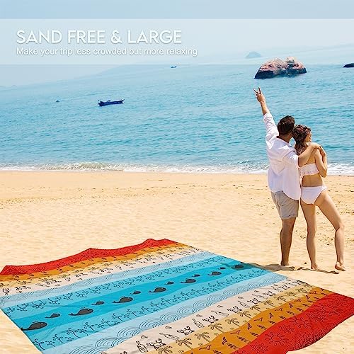 BYDOLL Beach Blanket 78''X81'' 4-7 Adults Oversized Lightweight Waterproof Sandproof Blanket for Beach Large Picnic Mat Travel Camping