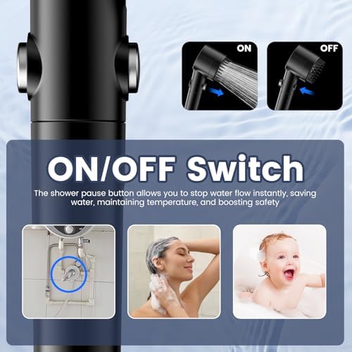 Filtered Shower Head with Handheld, High Pressure 5-Spray Shower Head with Filters for Hard Water, ON/OFF Switch Showerhead for Pets Bath, Shower Heads Filter - Remove Chlorine, Reduce Dry Itchy Skin