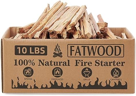 10 lbs Fatwood Fire Starter Sticks, 100% Natural Kindling Firewood Firestarter for Stoves, Pine Wood for Fireplaces, Campfires, Bonfires, Grill