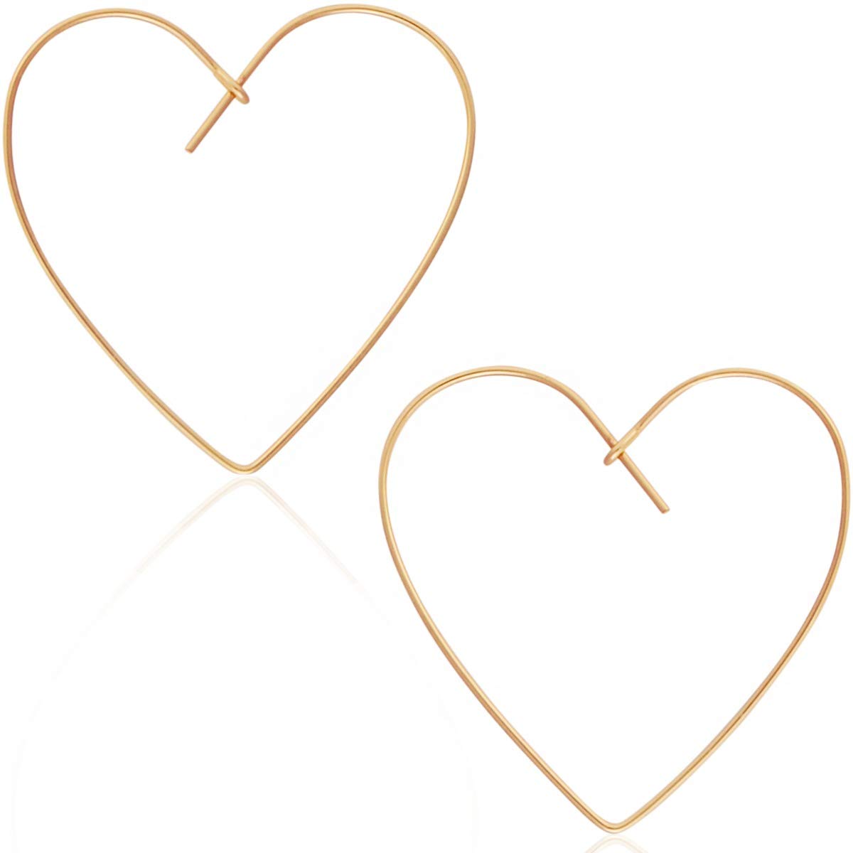 Heart Hoop Earrings for Women, 18K Gold Plated Lightweight Threader Dangles