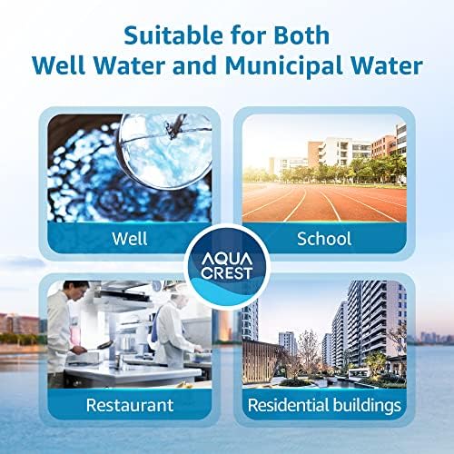 AQUA CREST FXHSC Whole House Water Filter Replacement for GE® FXHSC, GXWH40L, GXWH35F, American Plumber W50PEHD, W10-PR, Culligan® R50-BBSA, 5 Micron 10" x 4.5", High Flow Sediment Filters, Pack of 4
