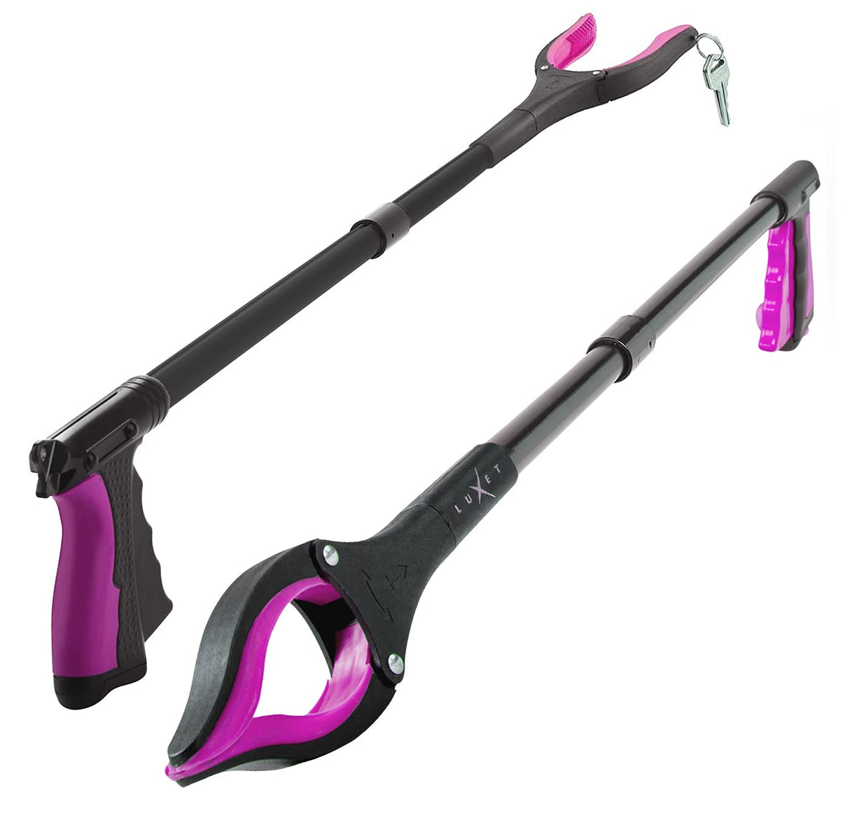 Grabber Reacher Tool - 2 Pack - Latest Version Long 32 Inch Foldable Pick Up Stick - Strong Grip Magnetic Tip Lightweight Trash Picker Claw Reacher Grabber Tool Elderly Reaching - by Luxet (Pink)