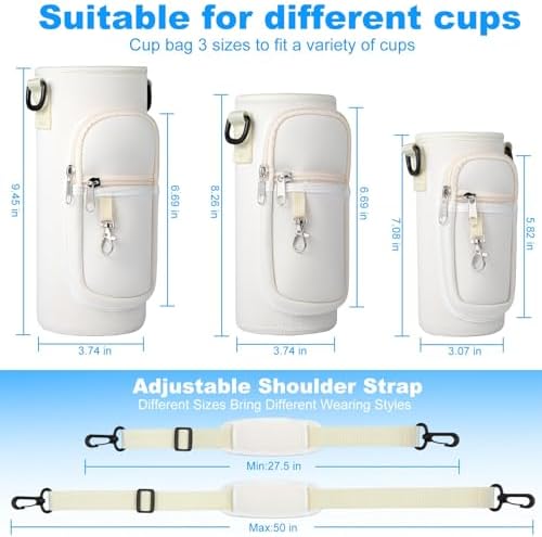 Water Bottle Holder with Strap for Hydroflask 32oz 40oz Insulated Water Bottle, Carrier Sling Bag with Phone Pocket Water Bottle Sleeve for Men Women Hiking Camping Travelling