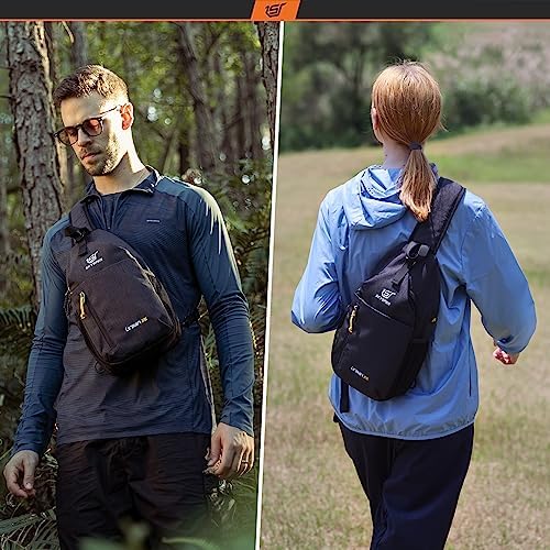 SKYSPER Sling Bag Crossbody Backpack - Chest Shoulder Cross Body Bag Travel Hiking Casual Daypack for Women Men(Black)