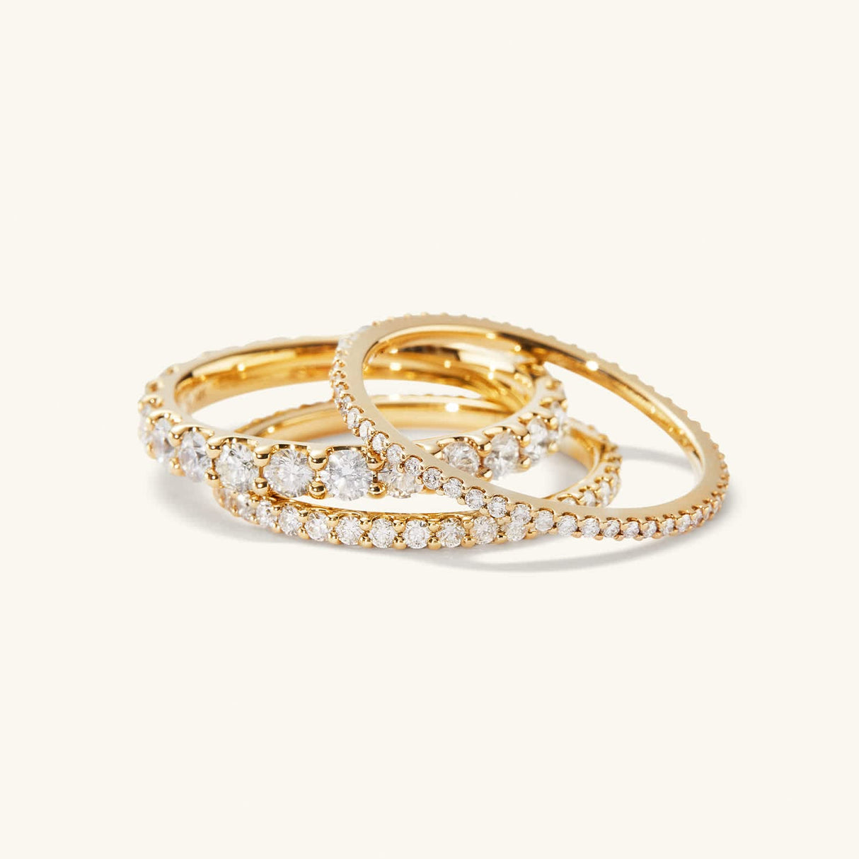 10 PCS 14K Gold Rings for Women, Simulated Diamond Criss Cross, Size 11