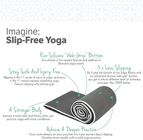 Shandali Hot Yoga Towel - Mat-Sized, Microfiber, Super Absorbent, Anti-Slip, Injury Free, 24" x 72" - Best Bikram Yoga Towel - Exercise, Fitness, Pilates Gear