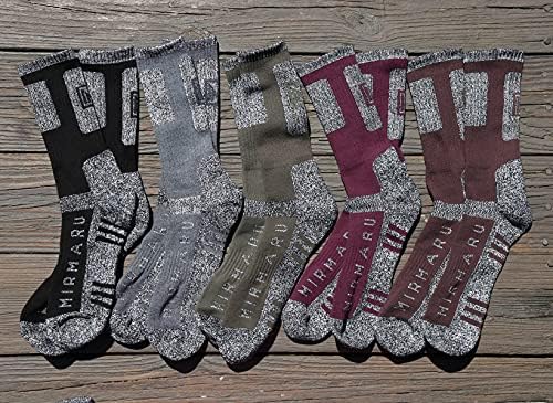 MIRMARU Men's 5 Pairs Multi Performance Outdoor Sports Hiking Trekking Crew Socks