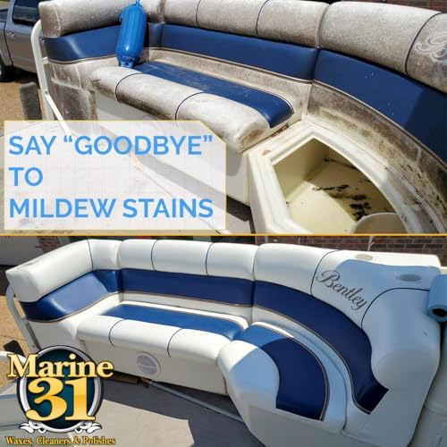 Marine 31 Mildew Stain Remover & Cleaner | Effective for Boats, Home, Patio, & Bathroom | Removes Mildew & Mold Stains | Powerful Cleaning Formula | 16oz