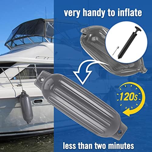 Affordura Boat Fender 4 Pack Boat Bumpers Fenders with 4 Ropes, Boat Bumpers for Pontoon Boat Fenders Inflatable