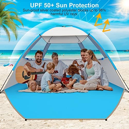 Gorich Beach Tent Sun Shelter for 3/4-5/6-7/8-10 Person with UPF 50+ UV Protection, Lightweight & Easy Setup Beach Shade Canopy, Portable Beach Shade Tent Beach Cabana